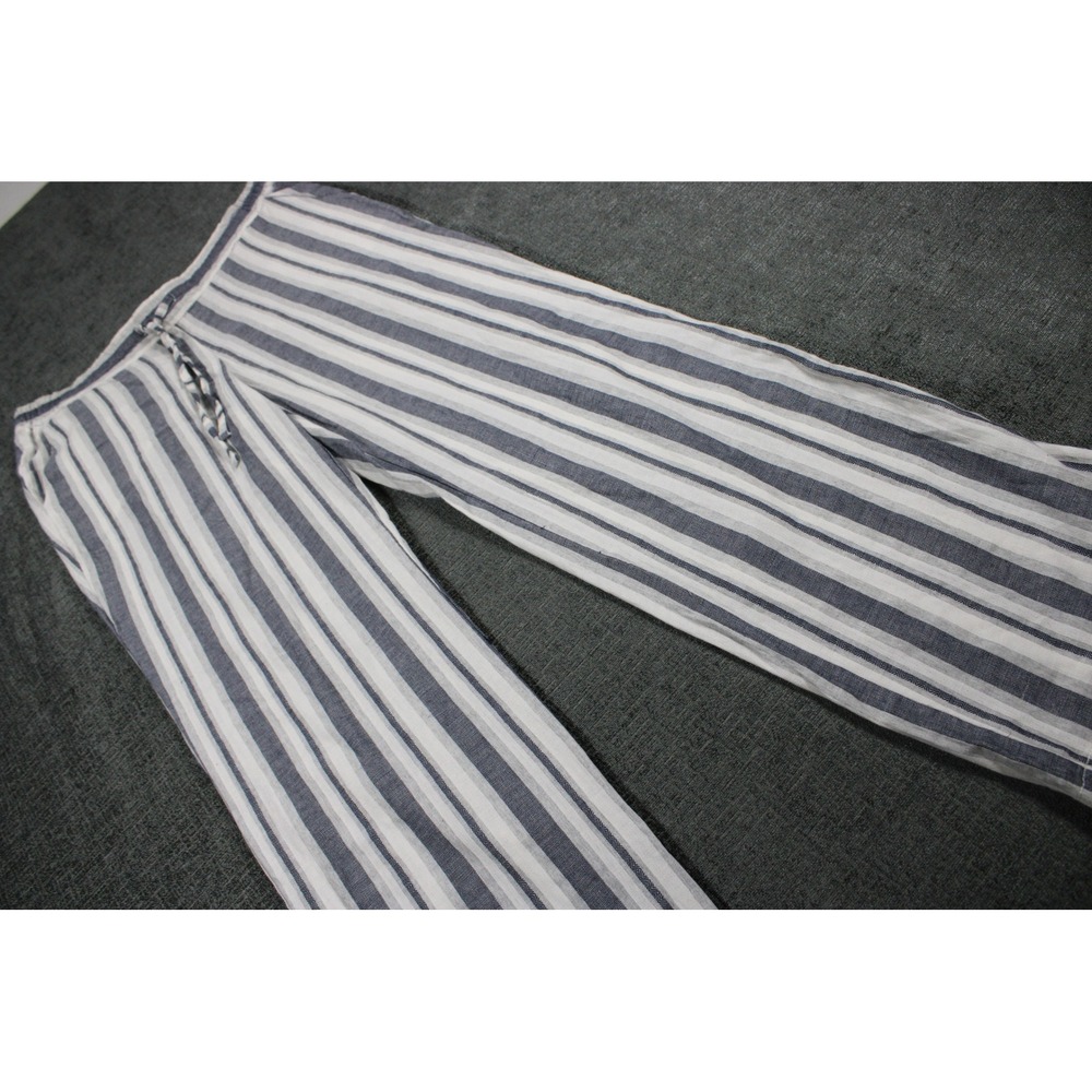 Dalia Womens Blue White Striped Drawstring Straight Leg Pants Size 10